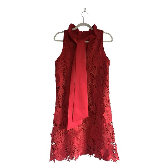 Tuckernuck Blythe Mini Dress Red Guipure Lace size S Holidays Christmas Chic - Picture 4 of 10